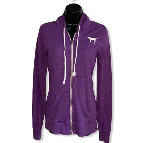 PINK Victoria's Secret Tops - VS PINK Purple Love Pink Zip Hoodie